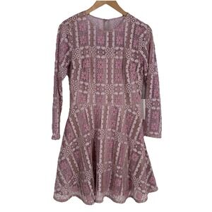 Modcloth‎ Womens Lace Skater Dress 8 Lavender Lined Feminine Kawaii Dainty Twee